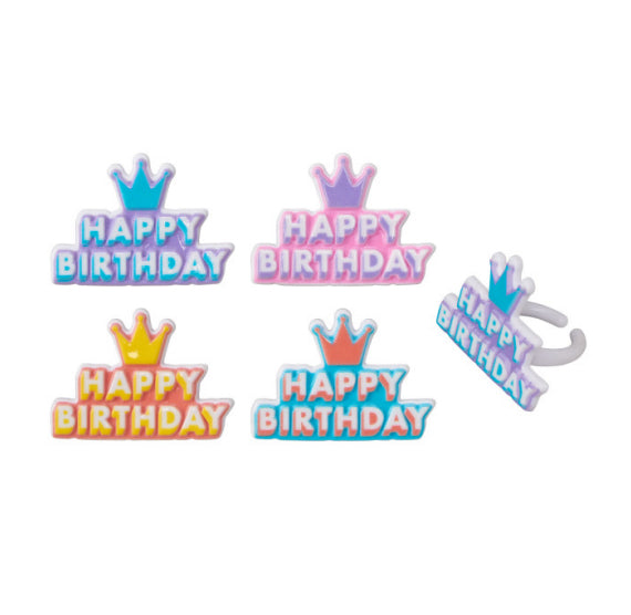 Happy Birthday Cupcake Topper Rings | www.sprinklebeesweet.com