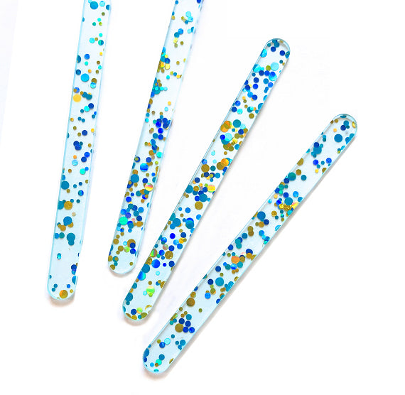 Dot Glitter Popsicle Sticks: Blue + Gold | www.sprinklebeesweet.com