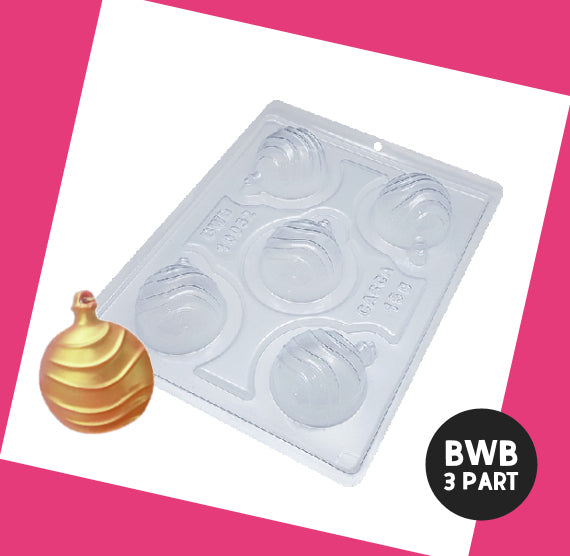BWB 3 Part Mold: 10052 Wavy Christmas Ball | www.sprinklebeesweet.com
