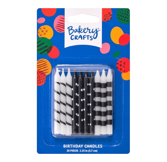 Black Birthday Candles: Dots + Stripes | www.sprinklebeesweet.com