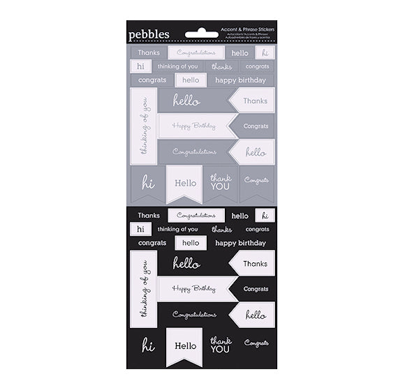 Pebbles Phrases Stickers: Black + Gray | www.sprinklebeesweet.com