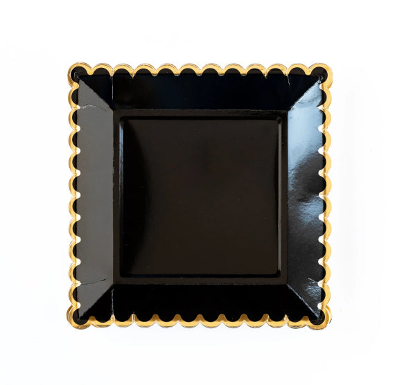 Scallop Edge Black Plates with Gold Foil | www.sprinklebeesweet.com