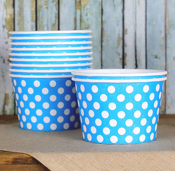 Large Blue Ice Cream Cups: Polka Dot | www.sprinklebeesweet.com