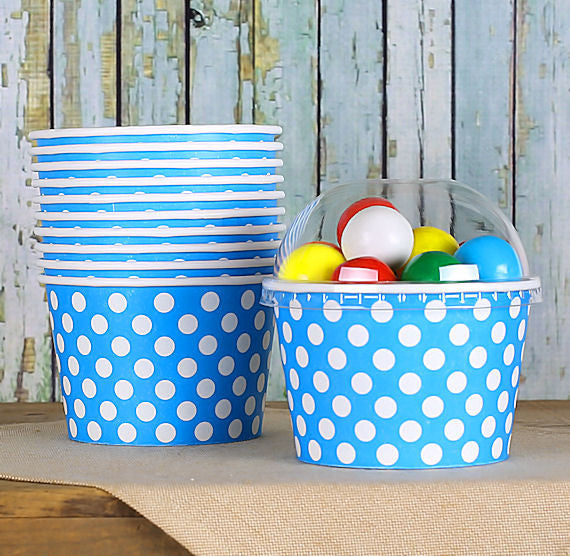 Large Blue Ice Cream Cups: Polka Dot | www.sprinklebeesweet.com