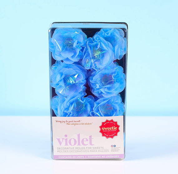 Violet Flower Candy Cups: Pearly Blue | www.sprinklebeesweet.com