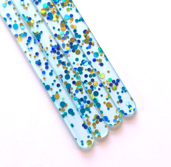 Dot Glitter Popsicle Sticks: Blue + Gold | www.sprinklebeesweet.com