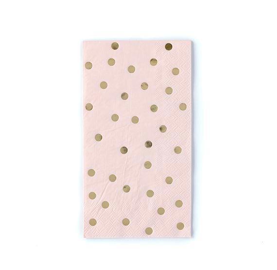 Tall Light Pink Napkins with Gold Polka Dots | www.sprinklebeesweet.com