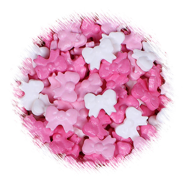 White & Pink Bow Candy Sprinkles | www.sprinklebeesweet.com