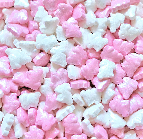Shimmer Bunny Candy Sprinkles: Pink + White | www.sprinklebeesweet.com