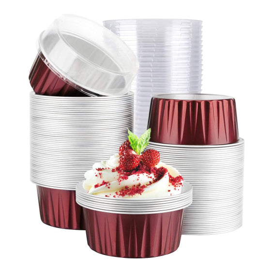 Foil Cupcake Cups with Lids: Burgundy | www.sprinklebeesweet.com