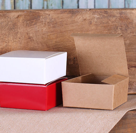 Small Truffle Boxes: White, Kraft or Red | www.sprinklebeesweet.com