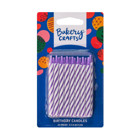 Candy Stripe Birthday Candles: Purple | www.sprinklebeesweet.com