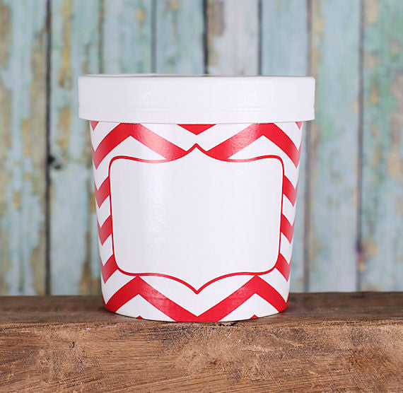Small Ice Cream Containers: Red Chevron | www.sprinklebeesweet.com