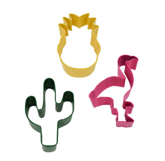 Tropical Cookie Cutter Set: Cactus, Flamingo, Pineapple | www.sprinklebeesweet.com