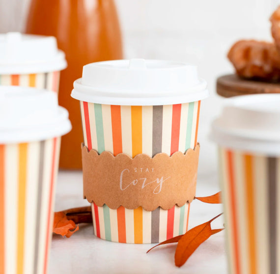 Mini To-Go Coffee Cups: Harvest Stripe | www.sprinklebeesweet.com