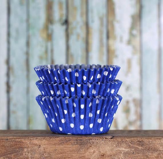 Bulk Royal Blue Cupcake Liners: Polka Dot | www.sprinklebeesweet.com