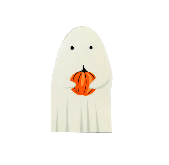 Ghost Shaped Napkins with Pumpkins | www.sprinklebeesweet.com