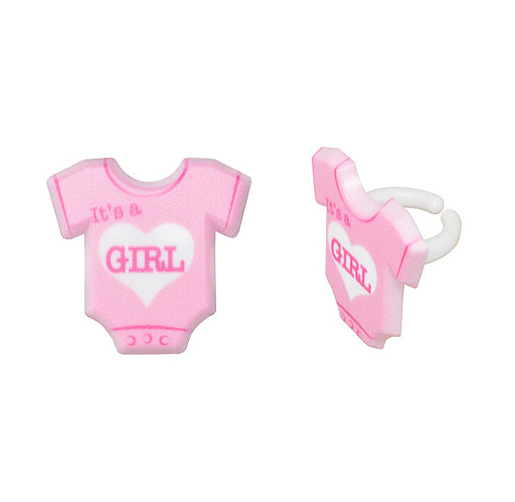 Pink Onesie Cupcake Topper Rings: Baby Girl | www.sprinklebeesweet.com