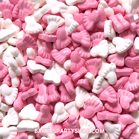Baby Feet Candy Sprinkles: Pink + White | www.sprinklebeesweet.com