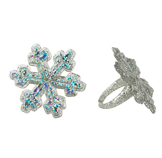 Glitter Snowflake Cupcake Topper Rings | www.sprinklebeesweet.com