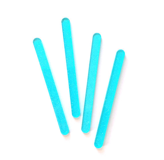 Acrylic Popsicle Sticks: Glitter Aqua Blue | www.sprinklebeesweet.com