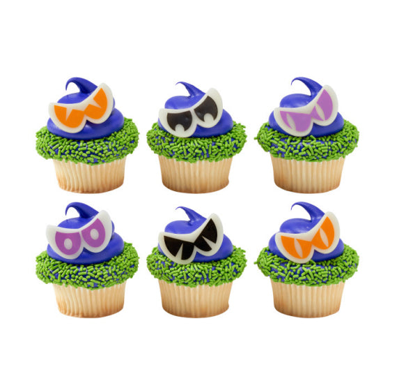 Halloween Cupcake Topper Rings: Glow in the Dark Eyes | www.sprinklebeesweet.com