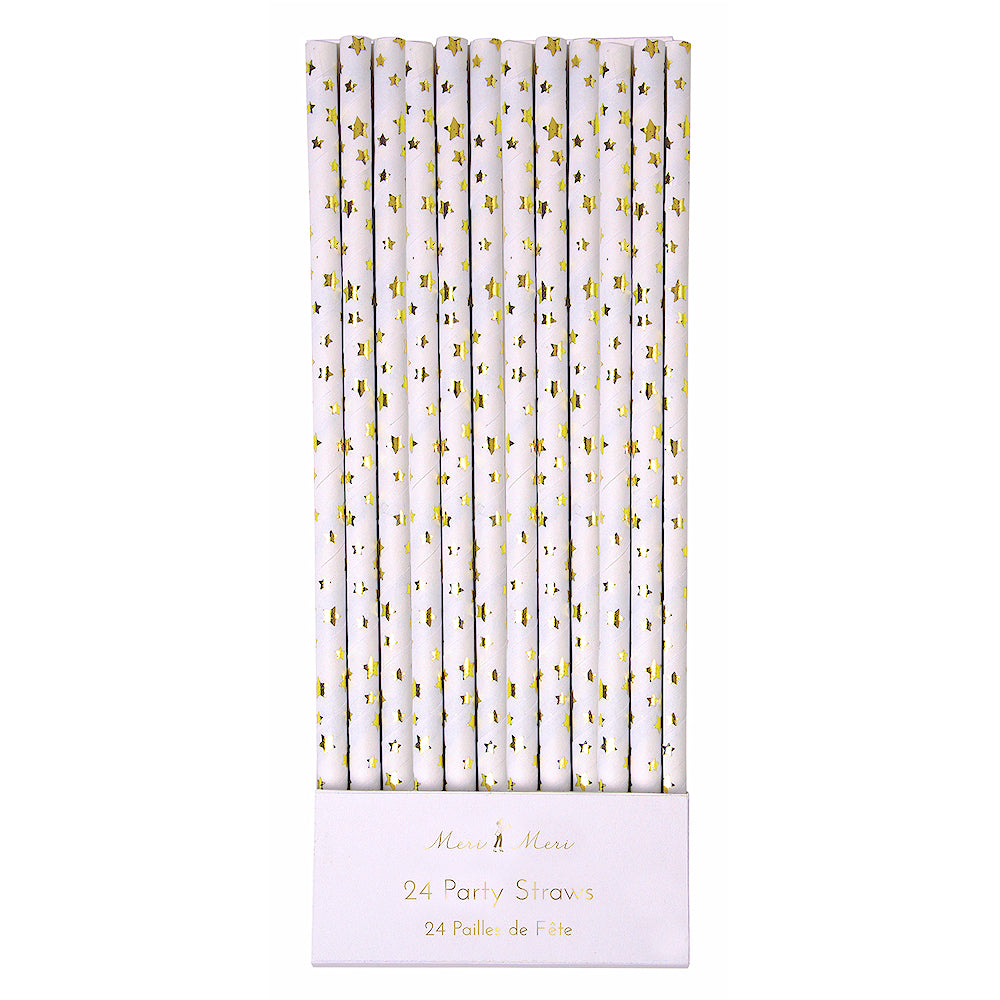 Foil Gold Paper Straws: Star | www.sprinklebeesweet.com