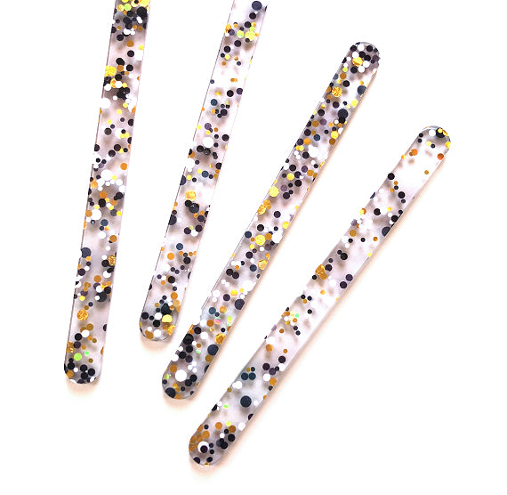 Dot Glitter Popsicle Sticks: Black, White, Gold | www.sprinklebeesweet.com
