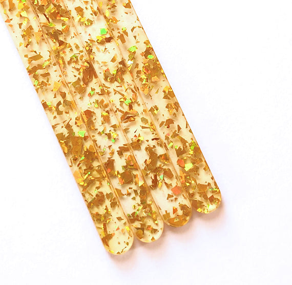 Acrylic Popsicle Sticks: Flake Glitter Gold | www.sprinklebeesweet.com