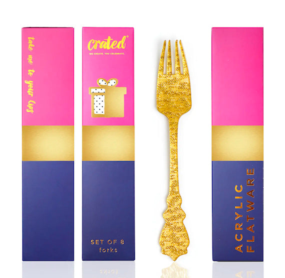Acrylic Gold Fork Set of 8: Cake Forks | www.sprinklebeesweet.com
