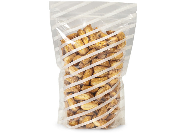 White Striped Stand Up Bags | www.sprinklebeesweet.com