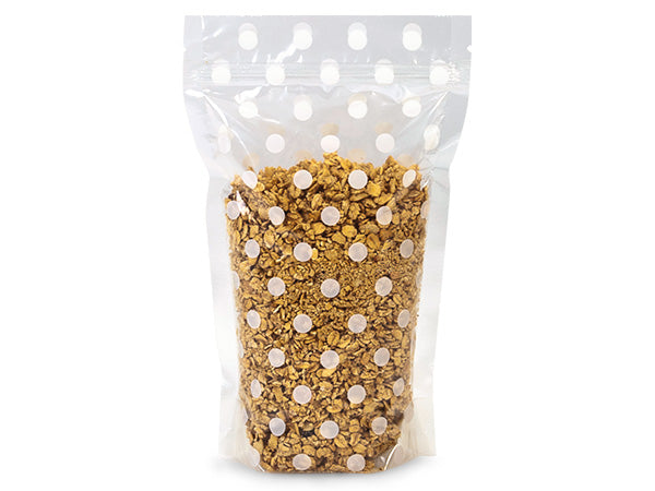 White Polka Dot Stand Up Bags | www.sprinklebeesweet.com