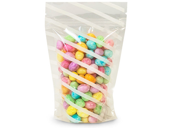 White Striped Stand Up Bags | www.sprinklebeesweet.com