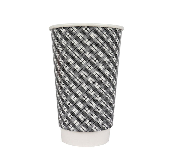 Double Wall 10oz Coffee Cups: Gray Plaid | www.sprinklebeesweet.com