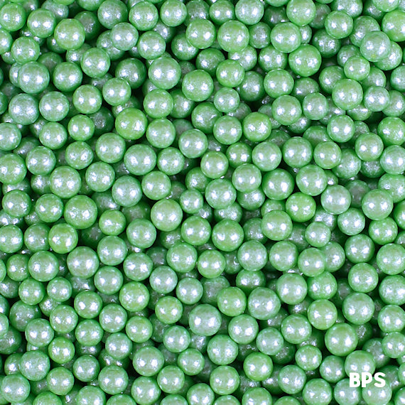 Shimmer Soft Green Sugar Pearls: 4mm | www.sprinklebeesweet.com