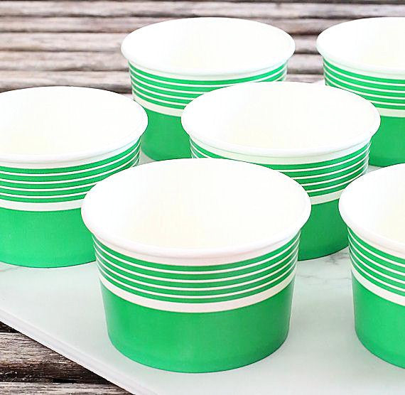 Striped Green Ice Cream Cups | www.sprinklebeesweet.com