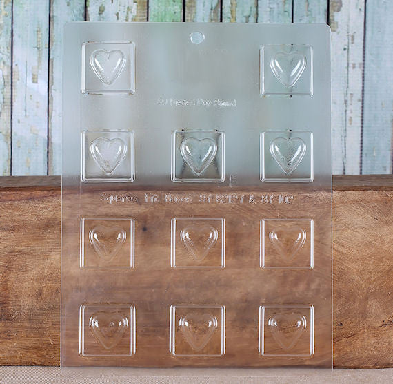 Square Chocolate Mold with Hearts | www.sprinklebeesweet.com