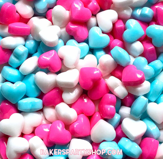 Heart Candy Sprinkles: Pink, Blue, White | www.sprinklebeesweet.com