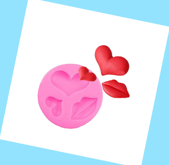Valentine's Day Fondant Mold: Lip + Hearts | www.sprinklebeesweet.com