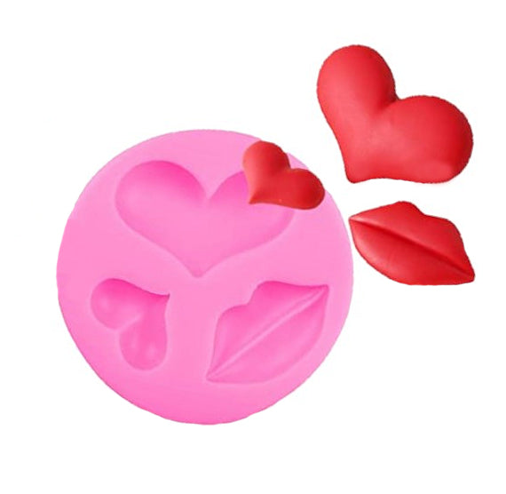 Valentine's Day Fondant Mold: Lip + Hearts | www.sprinklebeesweet.com