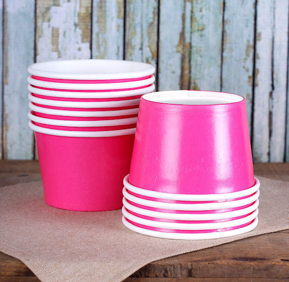 Large Pink Ice Cream Cups: 8oz | www.sprinklebeesweet.com