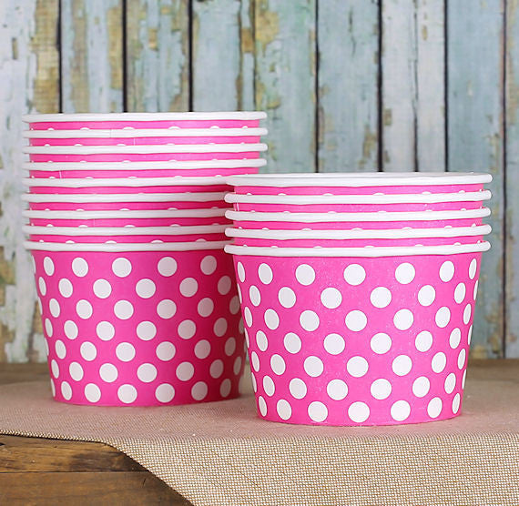 Large Pink Ice Cream Cups: Polka Dot | www.sprinklebeesweet.com