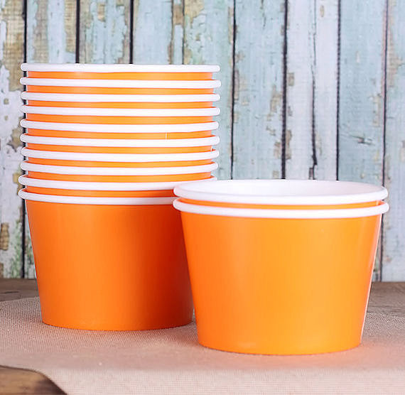 Large Orange Ice Cream Cups: 8oz | www.sprinklebeesweet.com