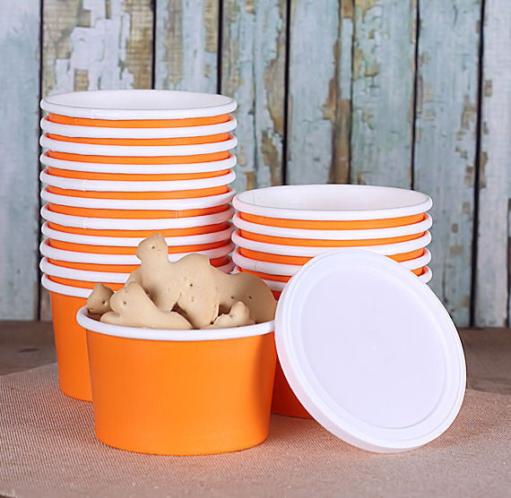 Small Orange Ice Cream Cups: 4oz | www.sprinklebeesweet.com