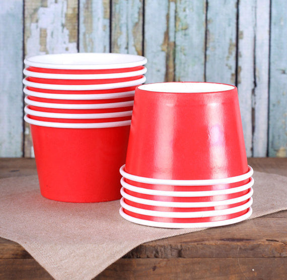 Large Red Ice Cream Cups: 8oz | www.sprinklebeesweet.com