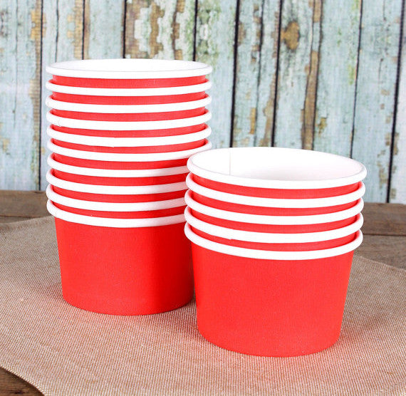 Small Red Ice Cream Cups: 4oz | www.sprinklebeesweet.com