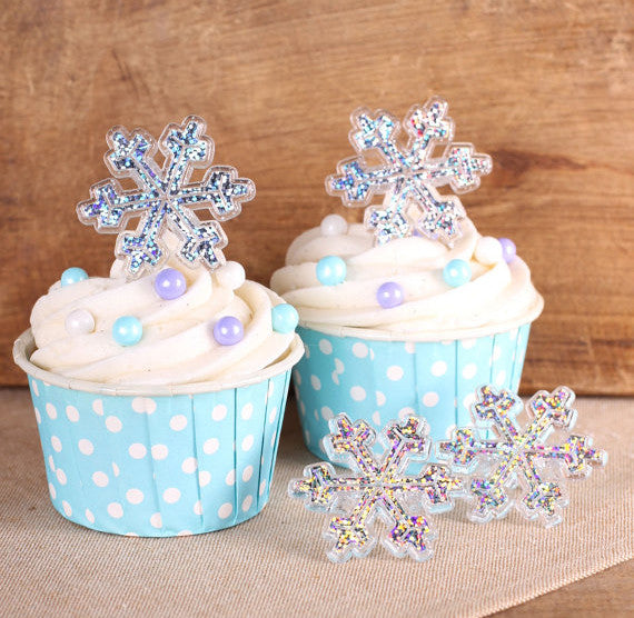 Glitter Snowflake Cupcake Topper Rings | www.sprinklebeesweet.com