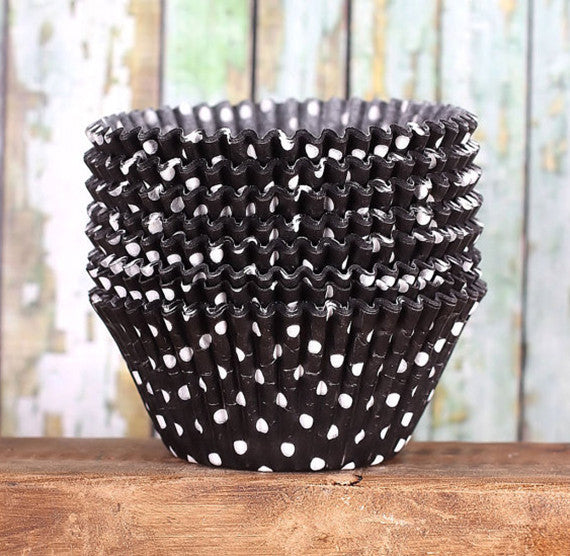 Bulk Jumbo Cupcake Liners: Black Polka Dot | www.sprinklebeesweet.com