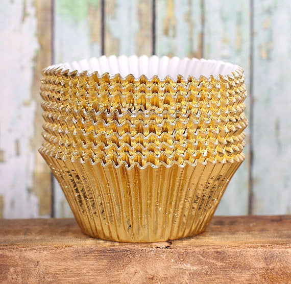 Bulk Jumbo Cupcake Liners: Gold Foil | www.sprinklebeesweet.com