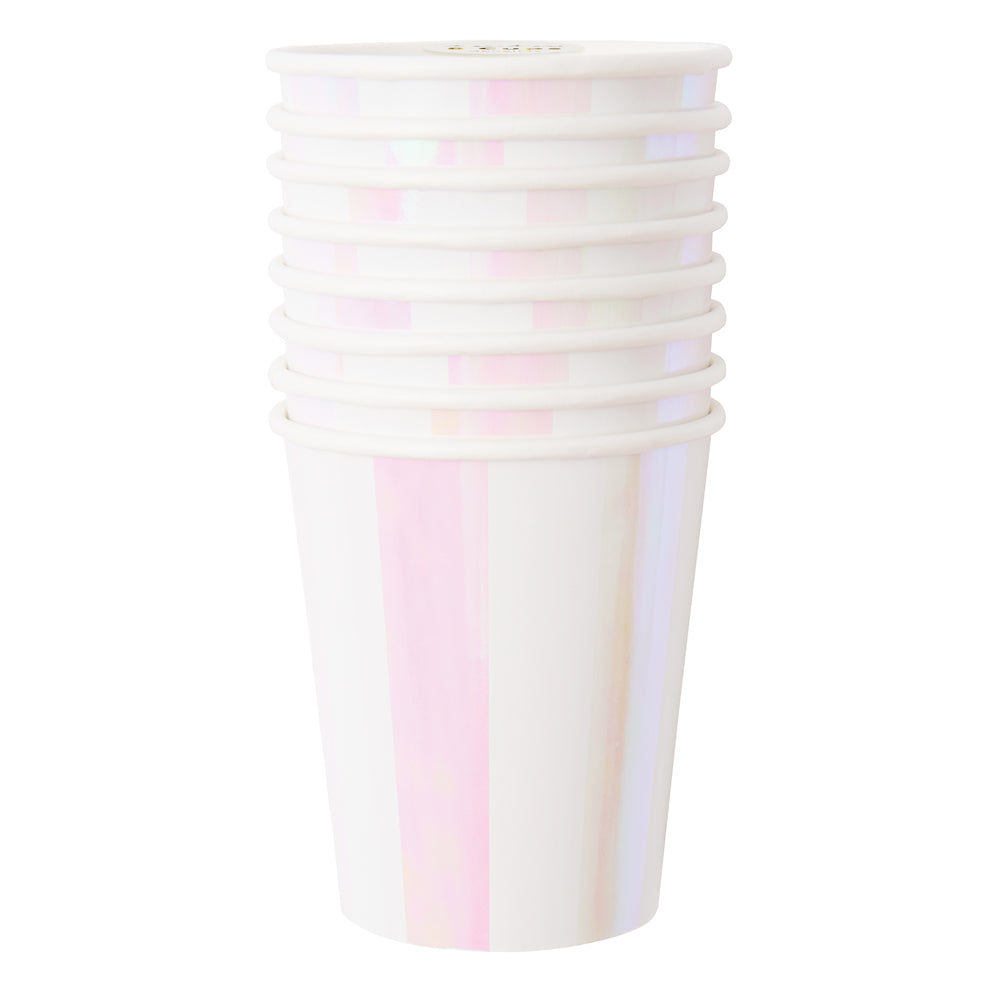 Iridescent Stripe Paper Cups | www.sprinklebeesweet.com